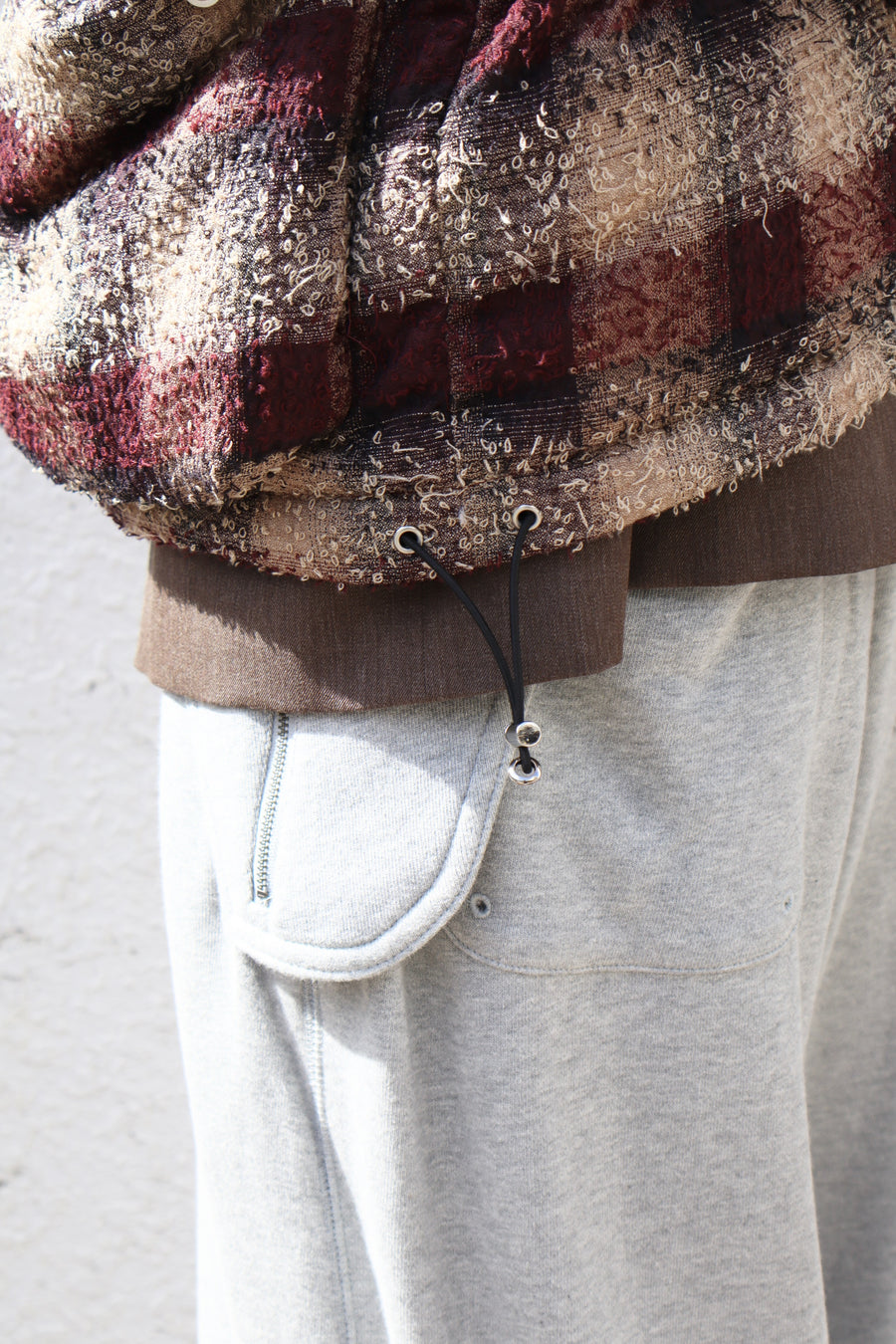 SUGARHILL  PLAID PUFFER REVERSIVLE VEST(WINE RED × BLACK)