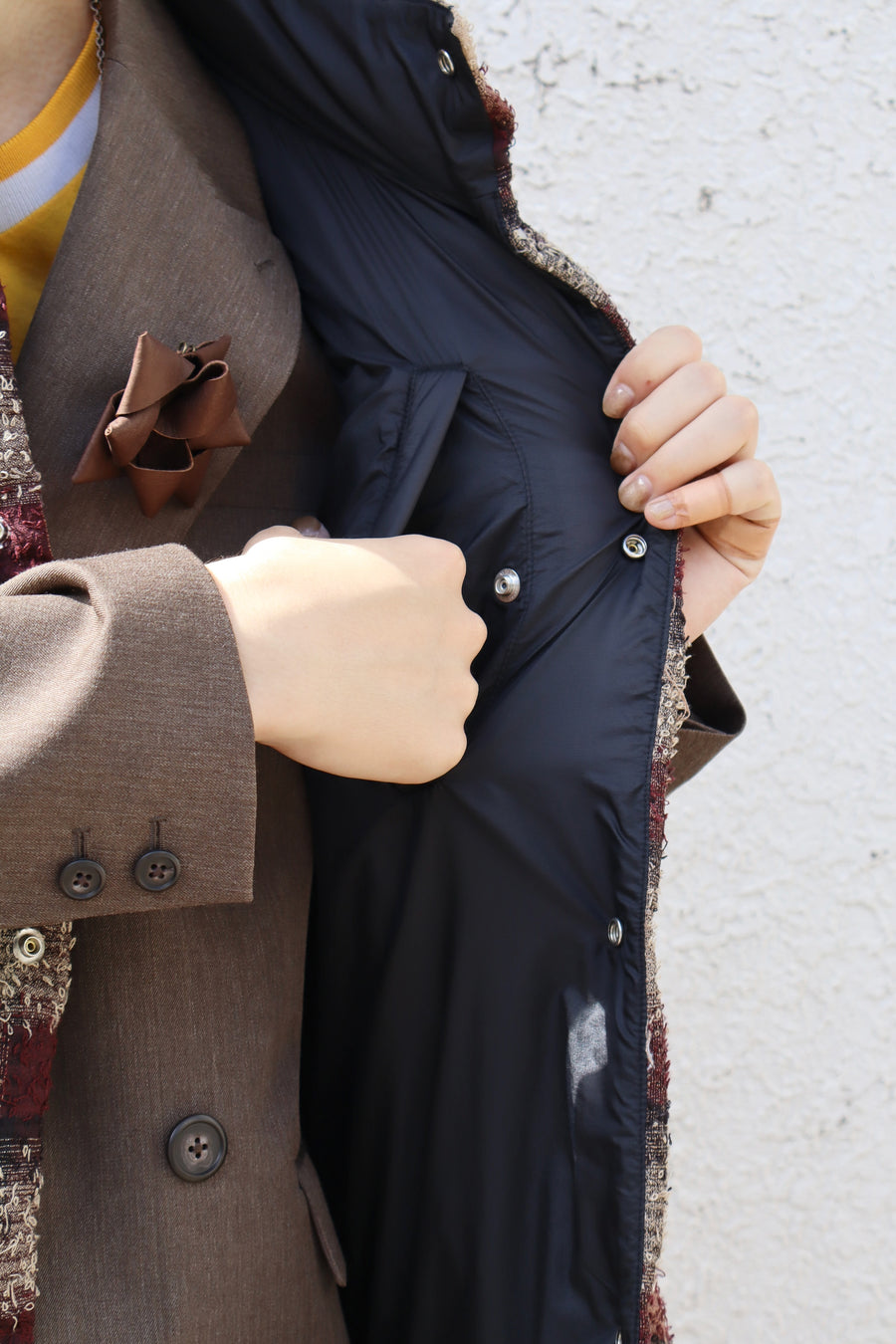 SUGARHILL  PLAID PUFFER REVERSIVLE VEST(WINE RED × BLACK)