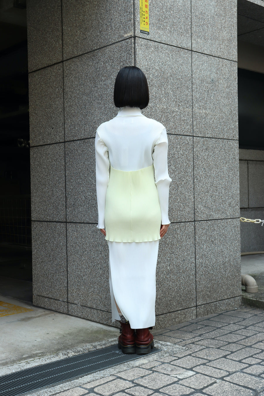 kotohayokozawa  LAYERED LONG-SLEEVE DRESS(WHITE)