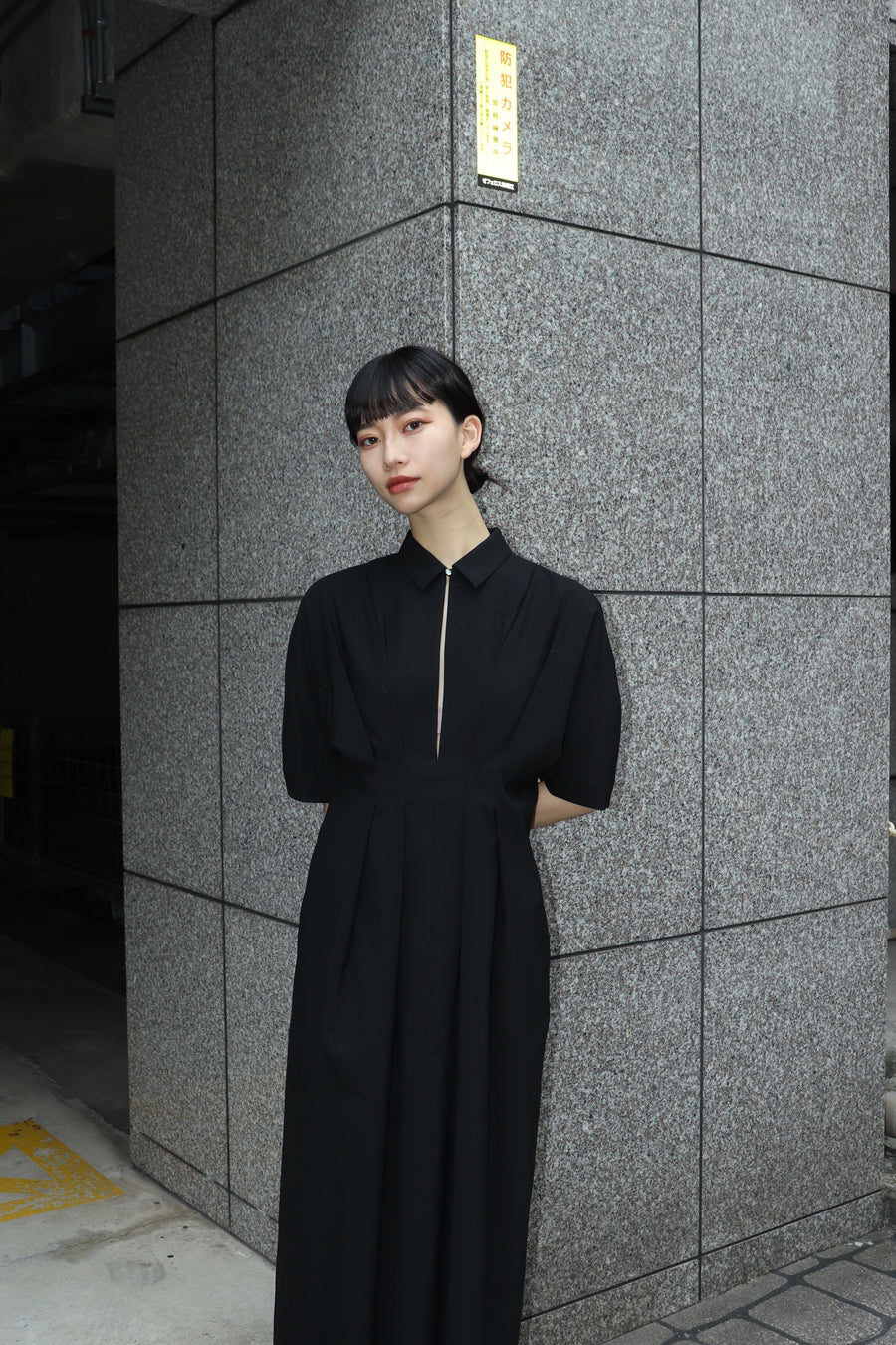 【25ss先行予約】BELPER  2025ss TUCKED SHIRT DRESS(BLACK) ※2月入荷予定予約品