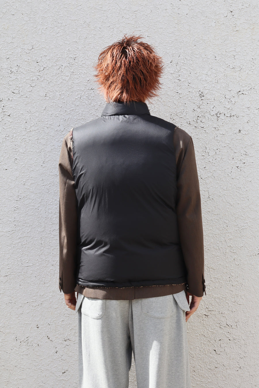 SUGARHILL  PLAID PUFFER REVERSIVLE VEST(WINE RED × BLACK)