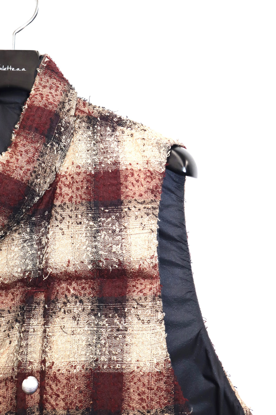 SUGARHILL  PLAID PUFFER REVERSIVLE VEST(WINE RED × BLACK)