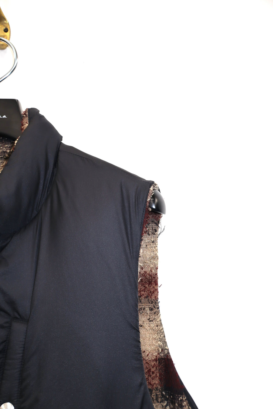 SUGARHILL  PLAID PUFFER REVERSIVLE VEST(WINE RED × BLACK)