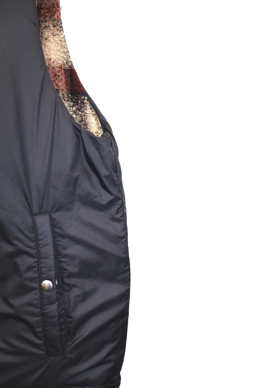 SUGARHILL  PLAID PUFFER REVERSIVLE VEST(WINE RED × BLACK)