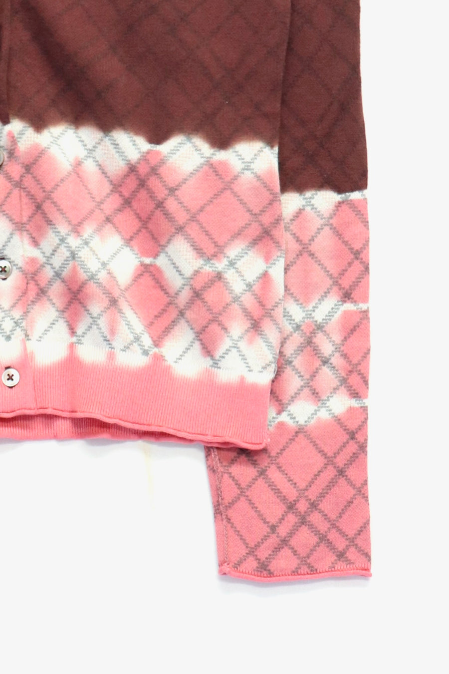 PERVERZE(パーバーズ)のDip-dye Check Knit Cardigan Redの通販