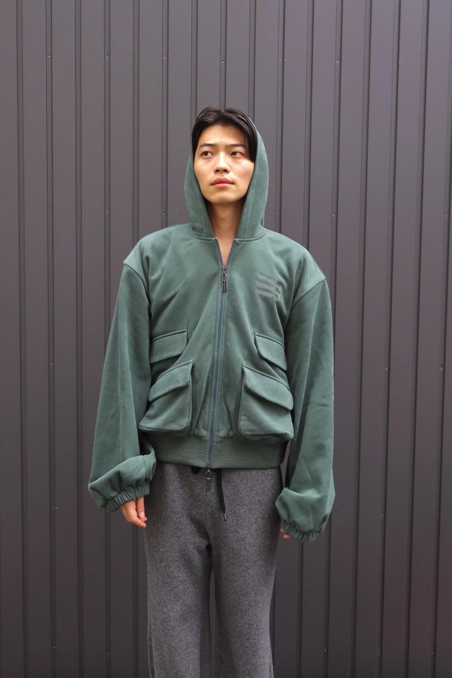 NAMESAKE  HUGO GLOBE ZIP HOODIE(FOG NAUTICA)