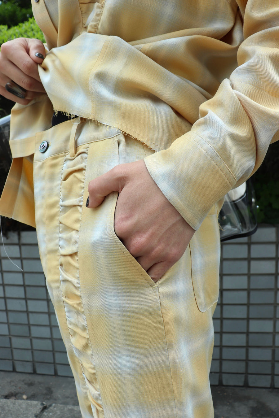 【40%OFF】Taiga Igari  Gaather Plaid Pants(YELLOW)