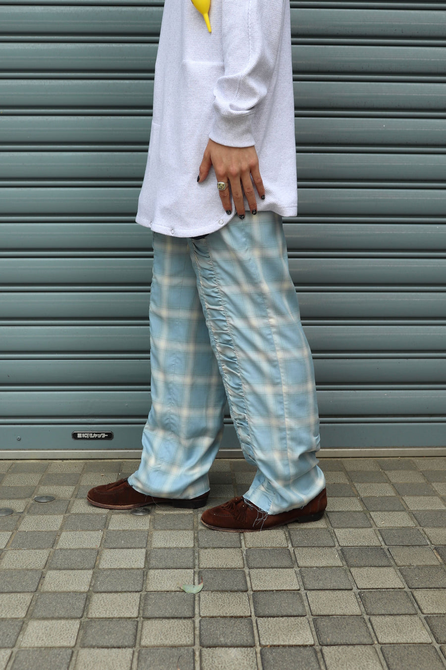【40%OFF】 Taiga Igari  Gaather Plaid Pants(SKY BLUE)