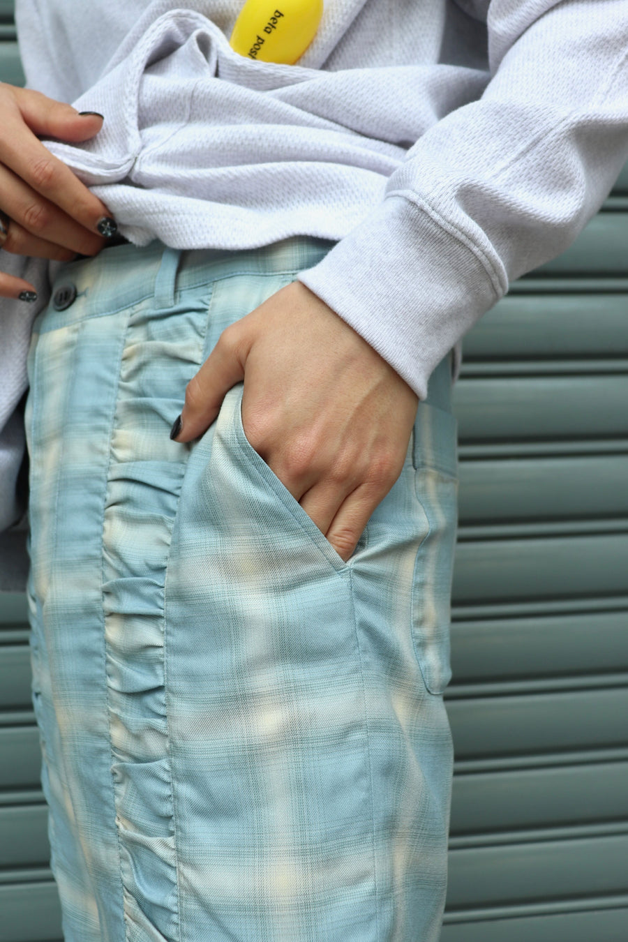 【40%OFF】 Taiga Igari  Gaather Plaid Pants(SKY BLUE)