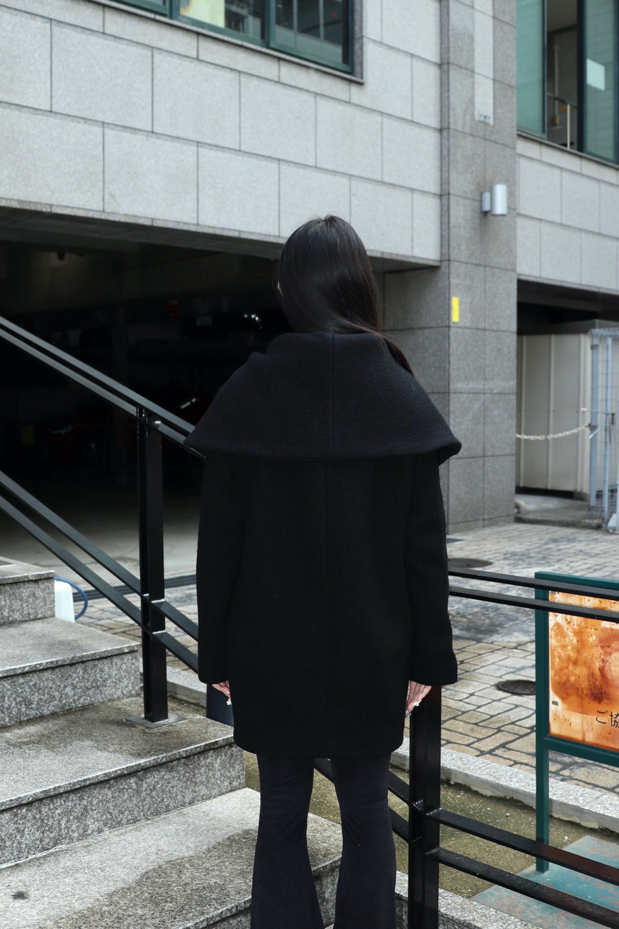 FETICO  Boucle wool cape coat(BLACK)