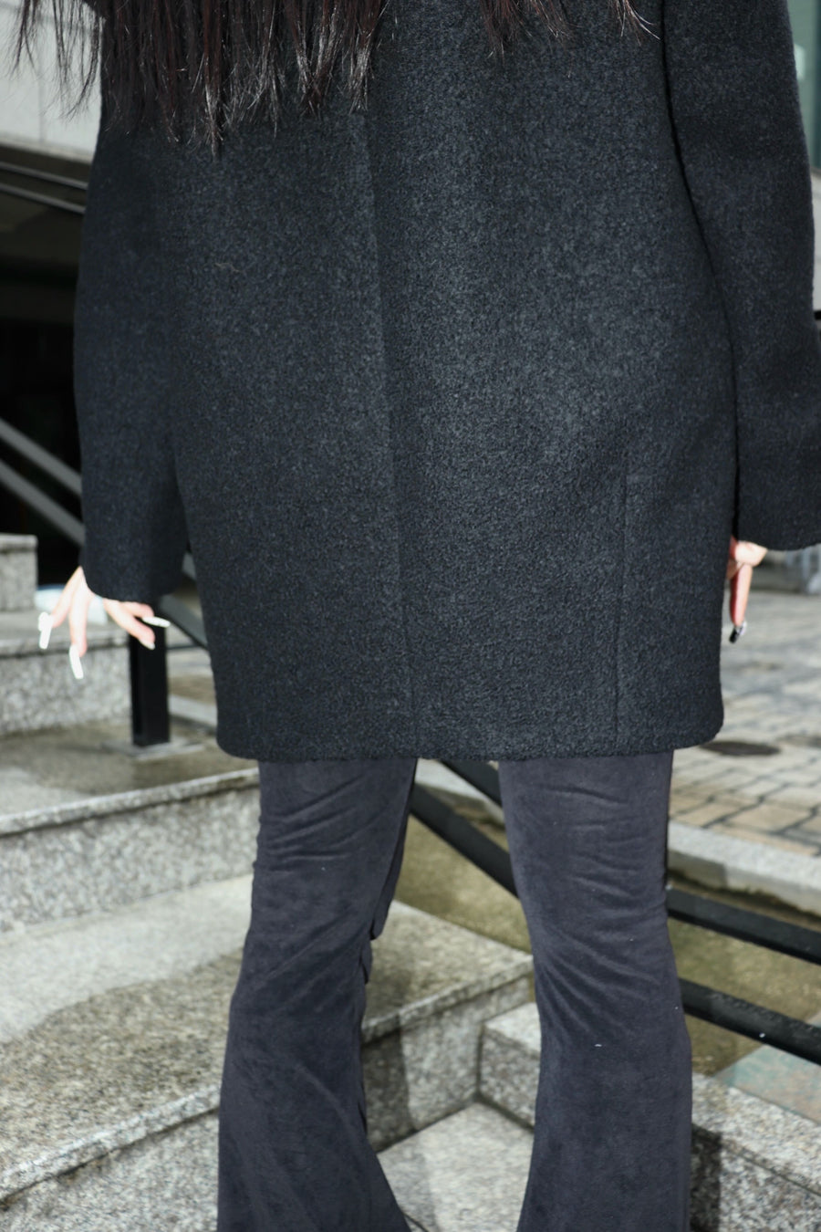 FETICO  Boucle wool cape coat(BLACK)