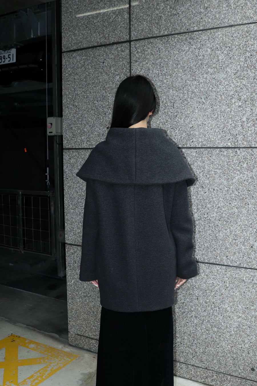 FETICO  Boucle wool cape coat(CHARCOAL)