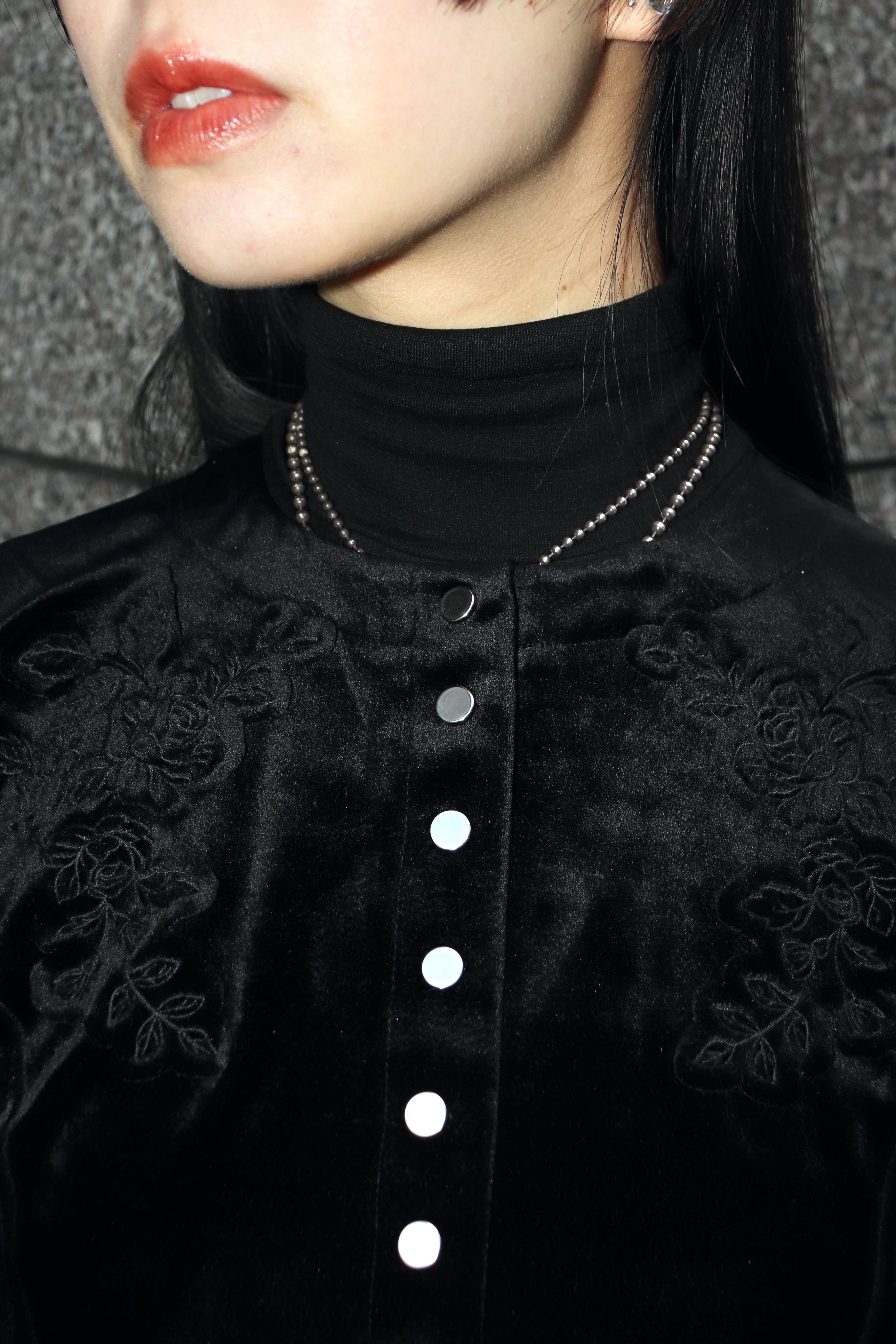 トップス FETICO ROSE-EMBROIDERED VELOUR CARDIGAN FTC252-0405_BLACK_1.jpg?v=