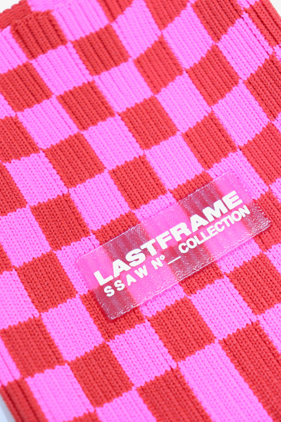 LASTFRAME  ICHIMATSU MARKET BAG MINI(RED × NEON PINK)