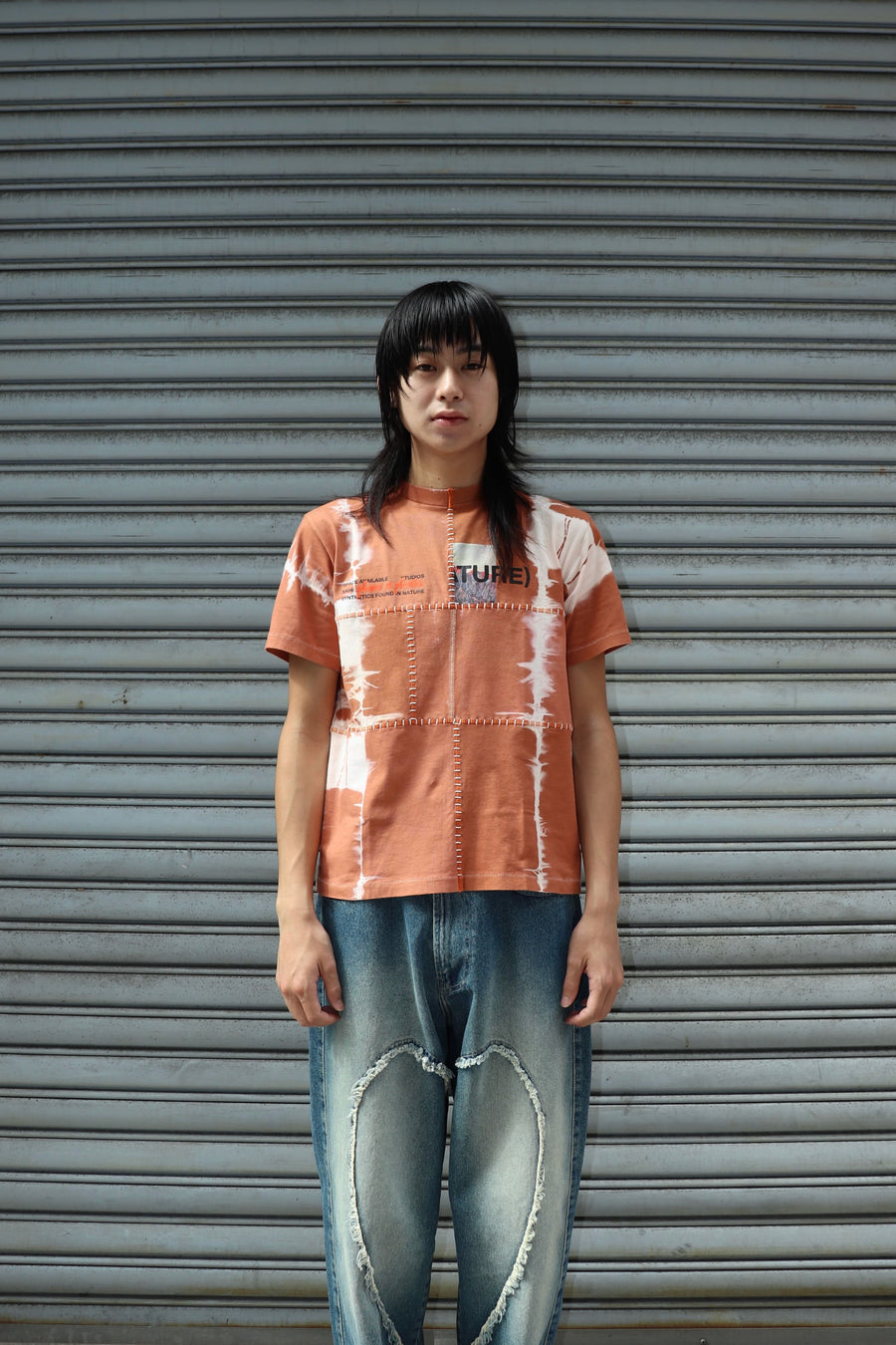 SPACE AVAILABLE  UP-CYCLED PLANT DYED TEE(ORANGE)