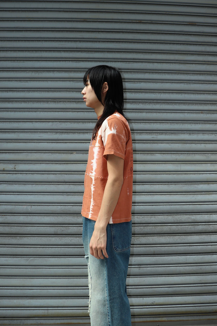 SPACE AVAILABLE  UP-CYCLED PLANT DYED TEE(ORANGE)