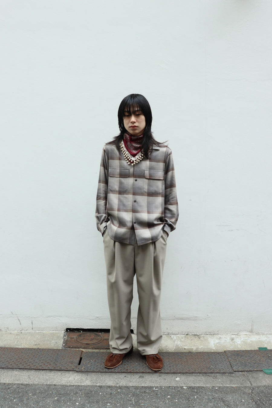 SUGARHILL(シュガーヒル)のOMBRE OPEN COLLAR SHIRT ECRU GRAYの通販