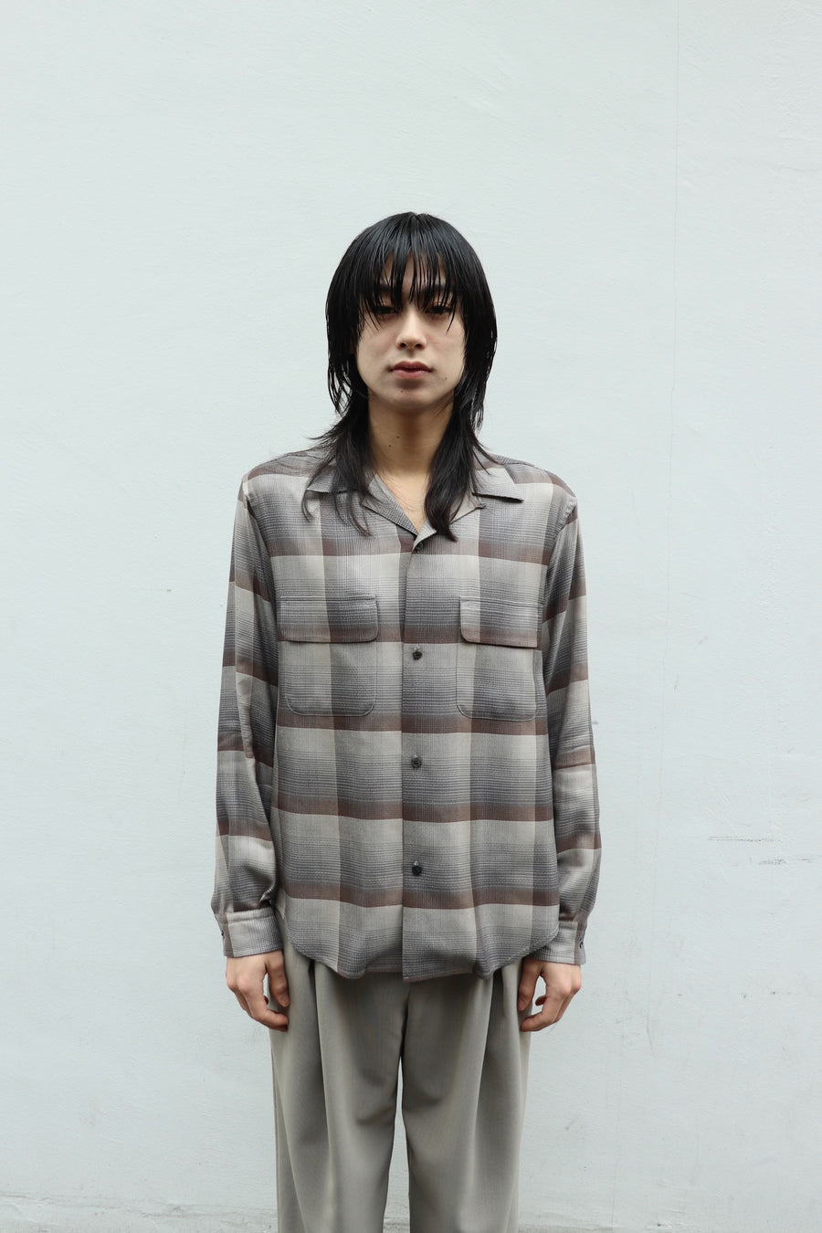 SUGARHILL(シュガーヒル)のOMBRE OPEN COLLAR SHIRT ECRU GRAYの通販