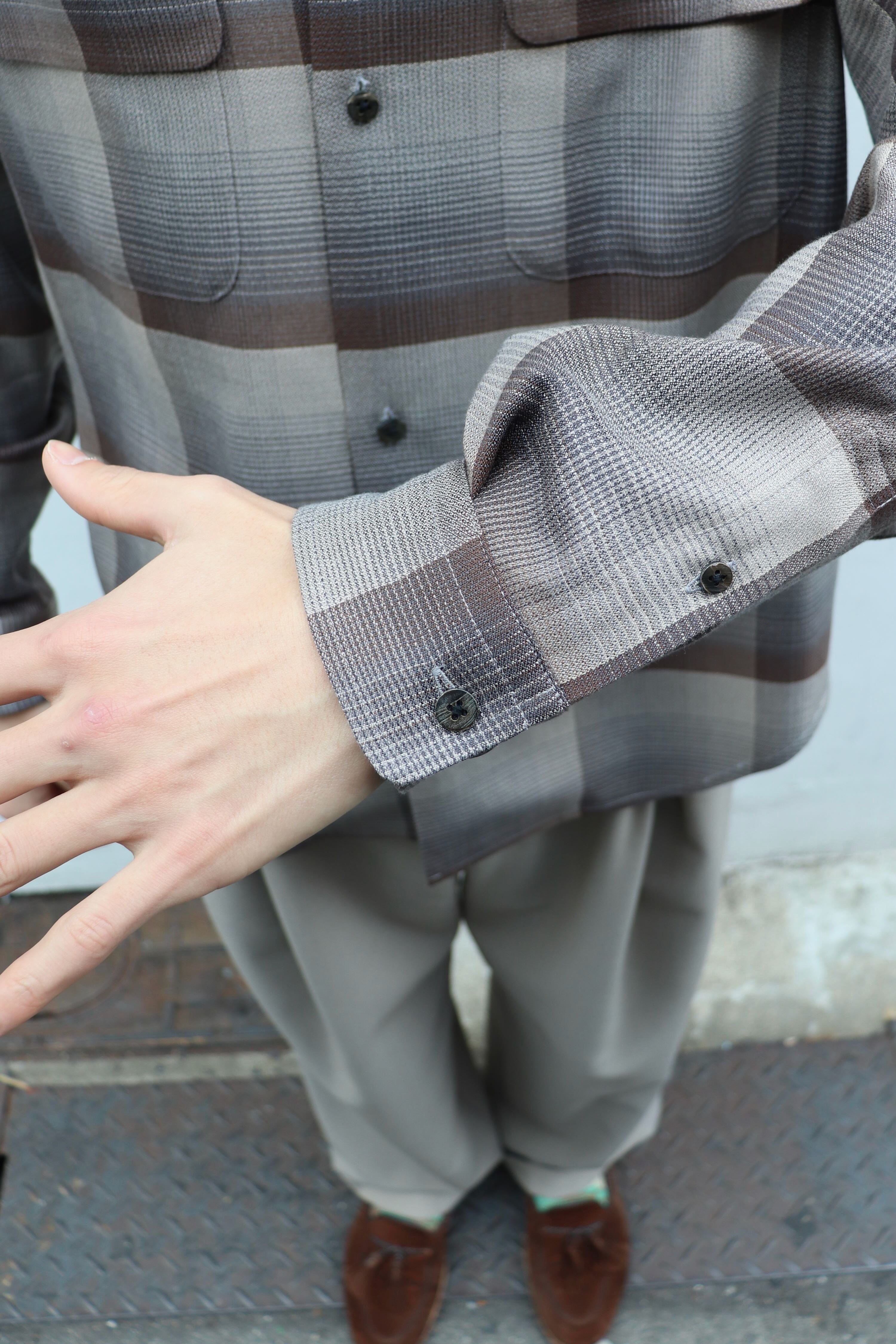 SUGARHILL(シュガーヒル)のOMBRE OPEN COLLAR SHIRT ECRU GRAYの通販 SUGARHILL(シュガーヒル)のOMBRE OPEN COLLAR SHIRT ECRU GRAYの通販
