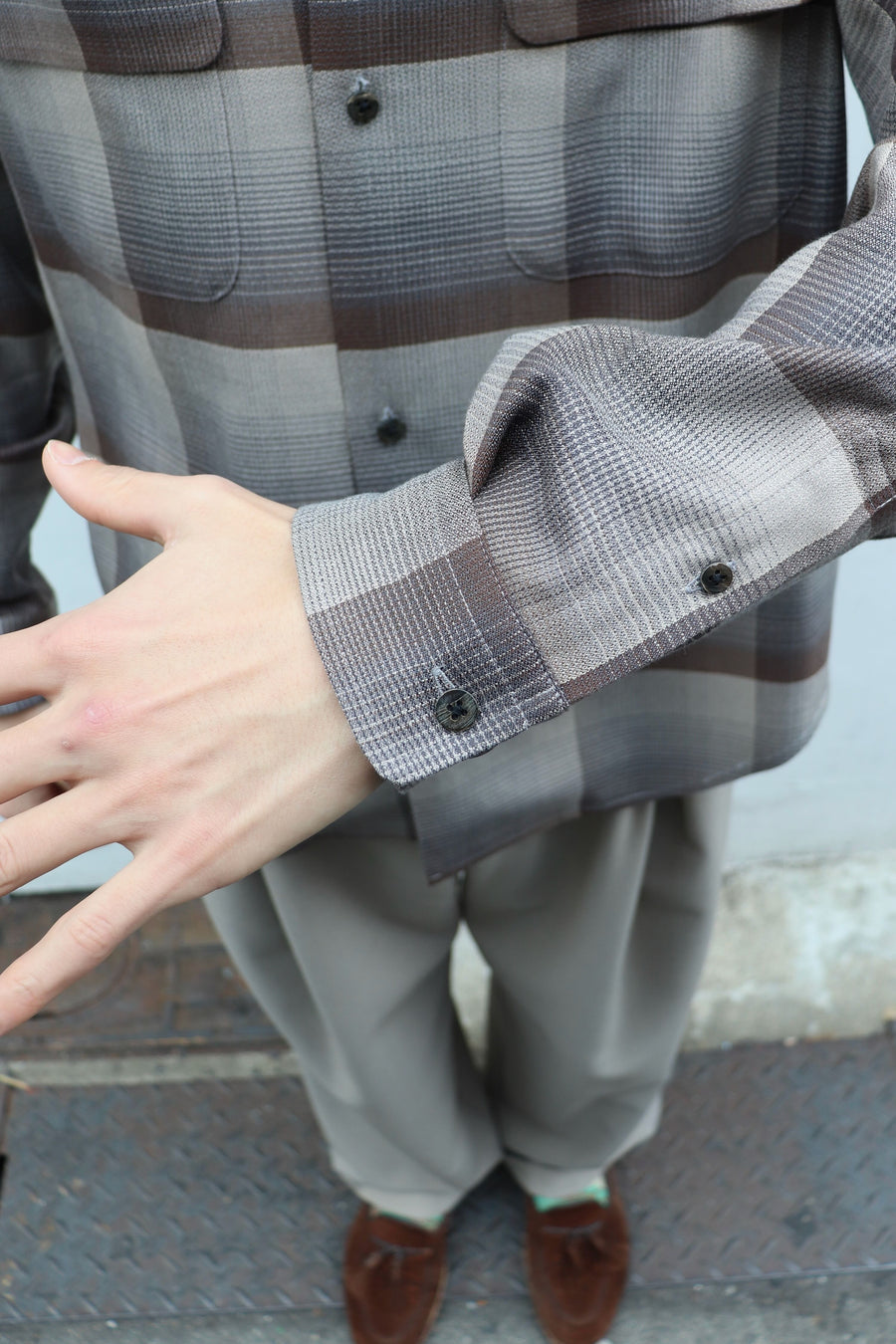 SUGARHILL(シュガーヒル)のOMBRE OPEN COLLAR SHIRT ECRU GRAYの通販