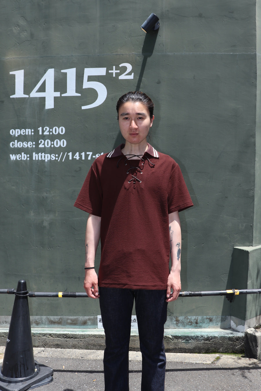 LITTLEBIG  S/S Lace-Up Polo SH(Black or Brown or Red)