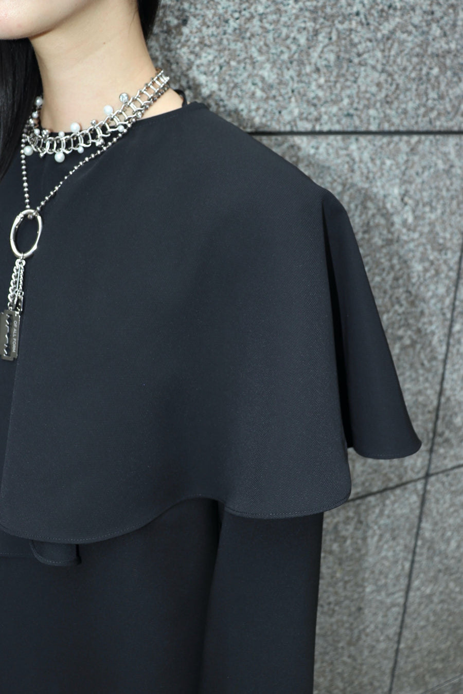 GANNI  Light Twill Suiting Circle Collar Mini Dress