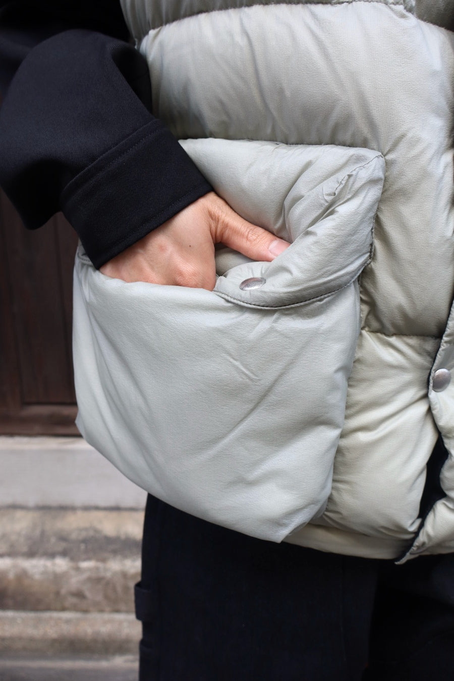 SUGARHILL  PUFFER REVERSIVLE VEST(SAGE × BLACK)