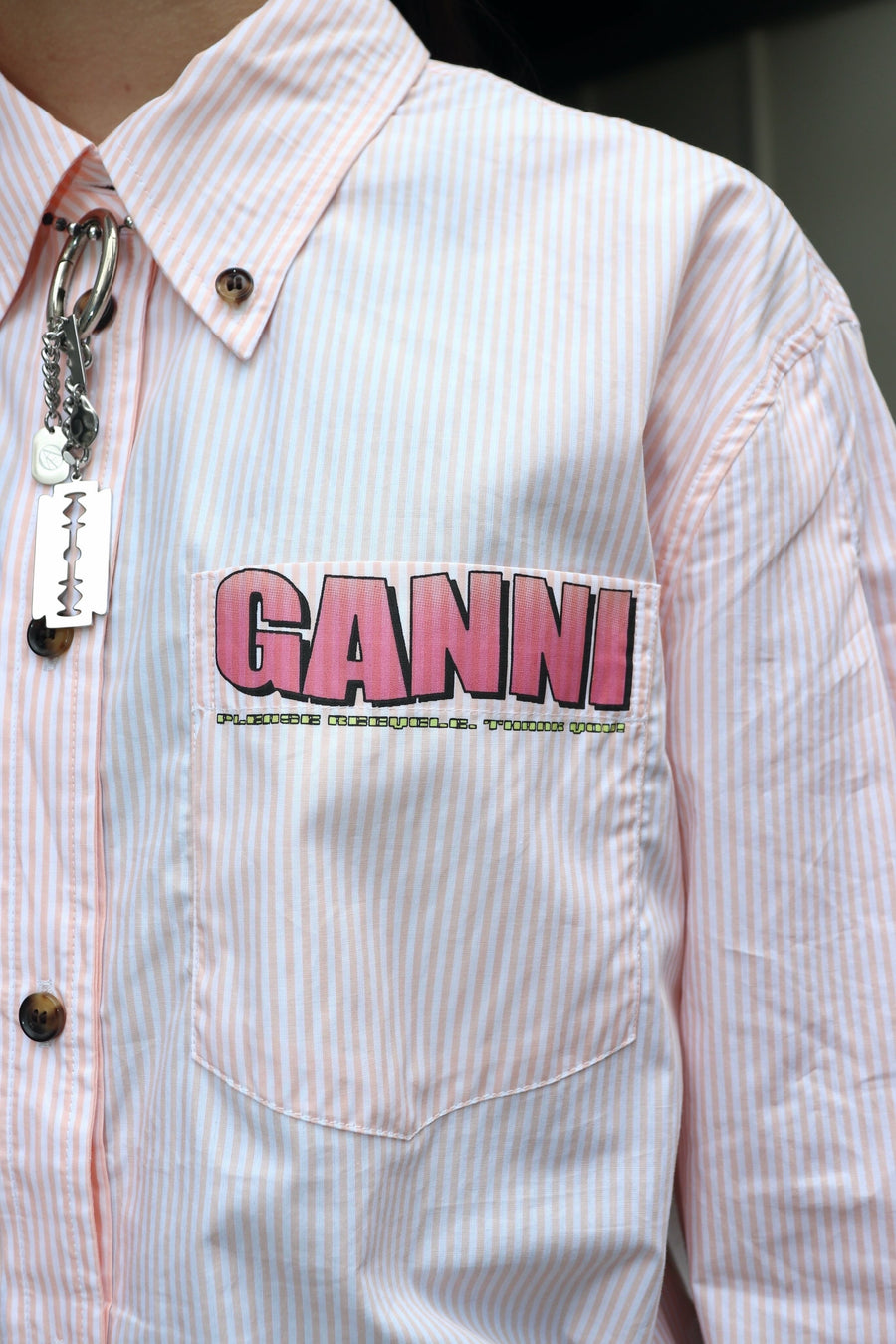GANNI  Stripe Cotton Oversized Shirt