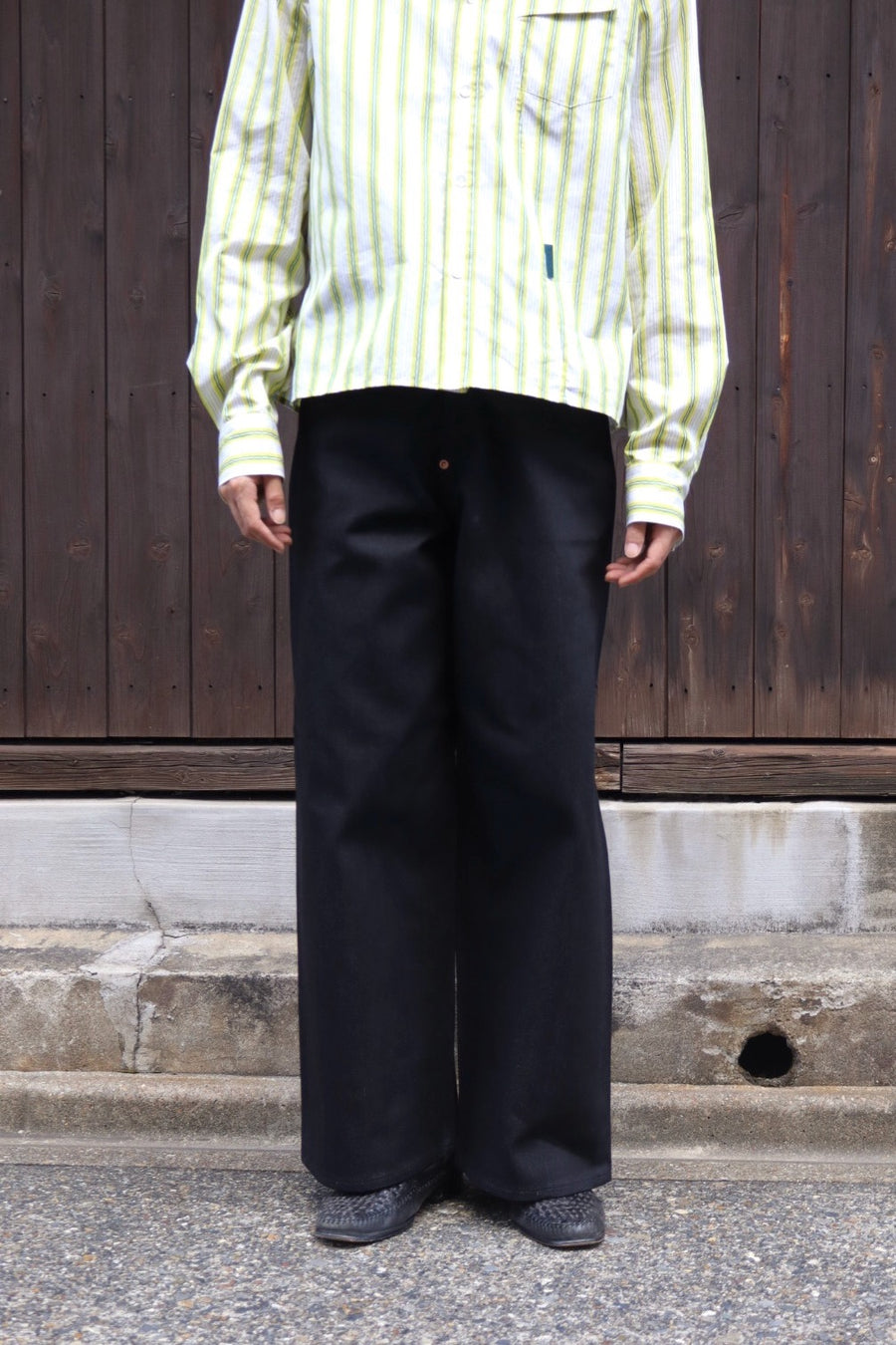 SUGARHILL  TWISTED HEATHER DENIM PANTS WIDE CUT(BLUE × BLACK)
