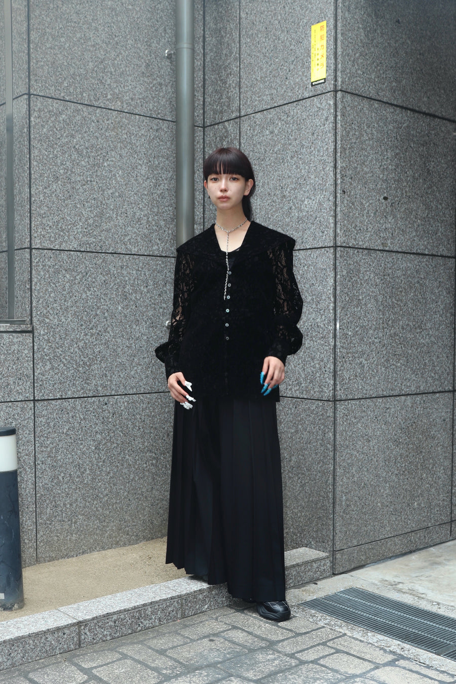 FETICO(フェティコ)のFLOCKED LACE SAILOR COLLAR BLOUSEの通販