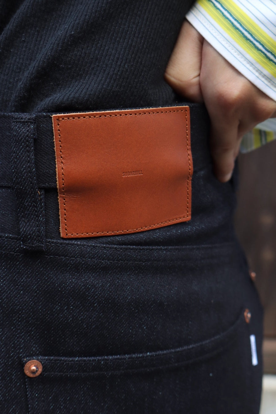 SUGARHILL  TWISTED HEATHER DENIM PANTS WIDE CUT(BLUE × BLACK)