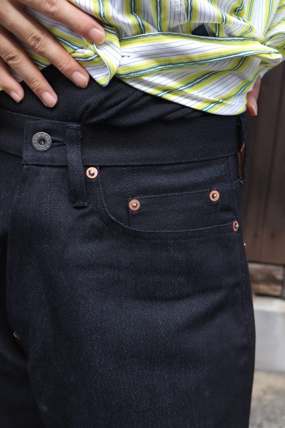 SUGARHILL(シュガーヒル)のTWISTED HEATHER DENIM PANTS WIDE CUT BLUE