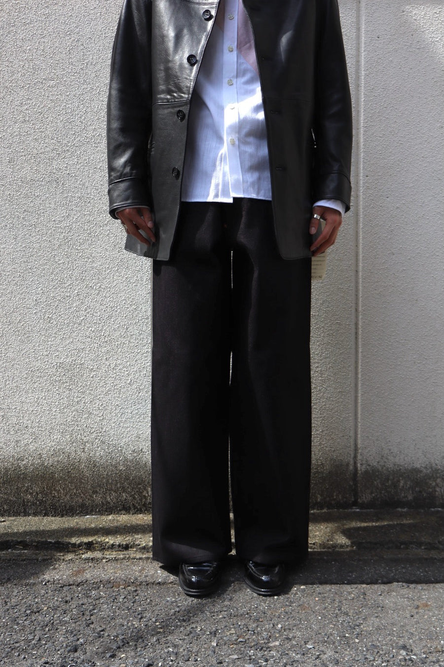 SUGARHILL  TWISTED HEATHER DENIM PANTS WIDE CUT(RED × BLACK)