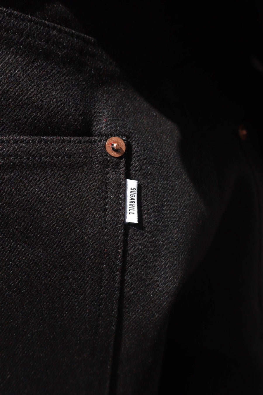 SUGARHILL  TWISTED HEATHER DENIM PANTS WIDE CUT(RED × BLACK)