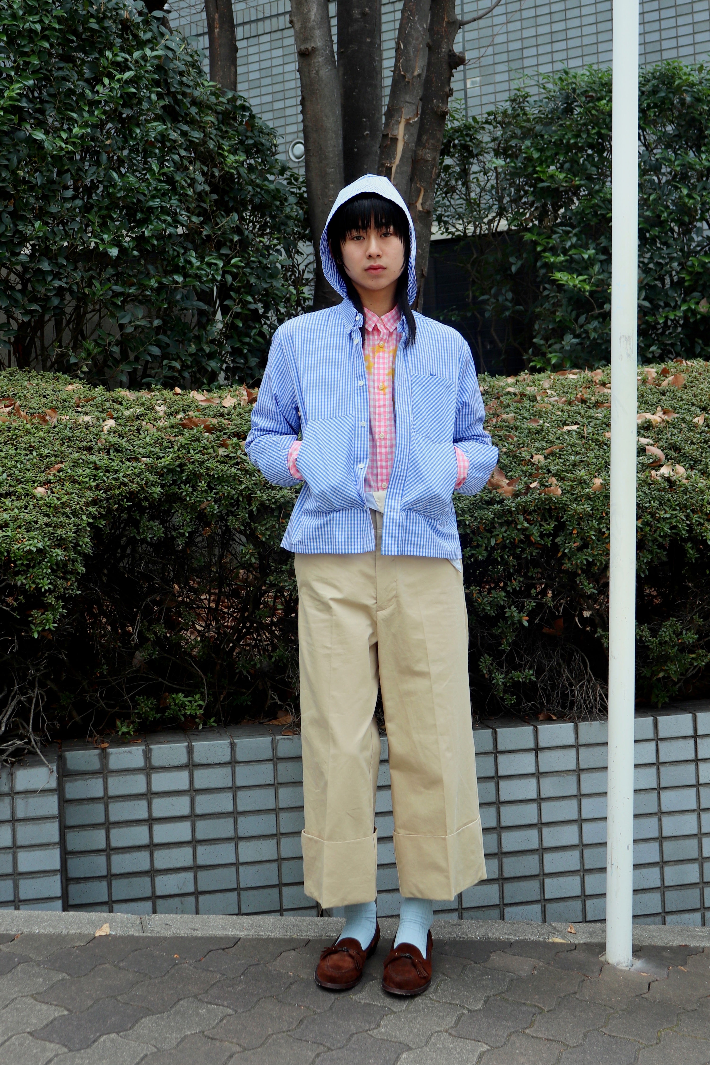 。*様 MASU フード付きシャツ サイズ44 青白チェック IMG_2006_1_bf1b784a-ee06-4b70-