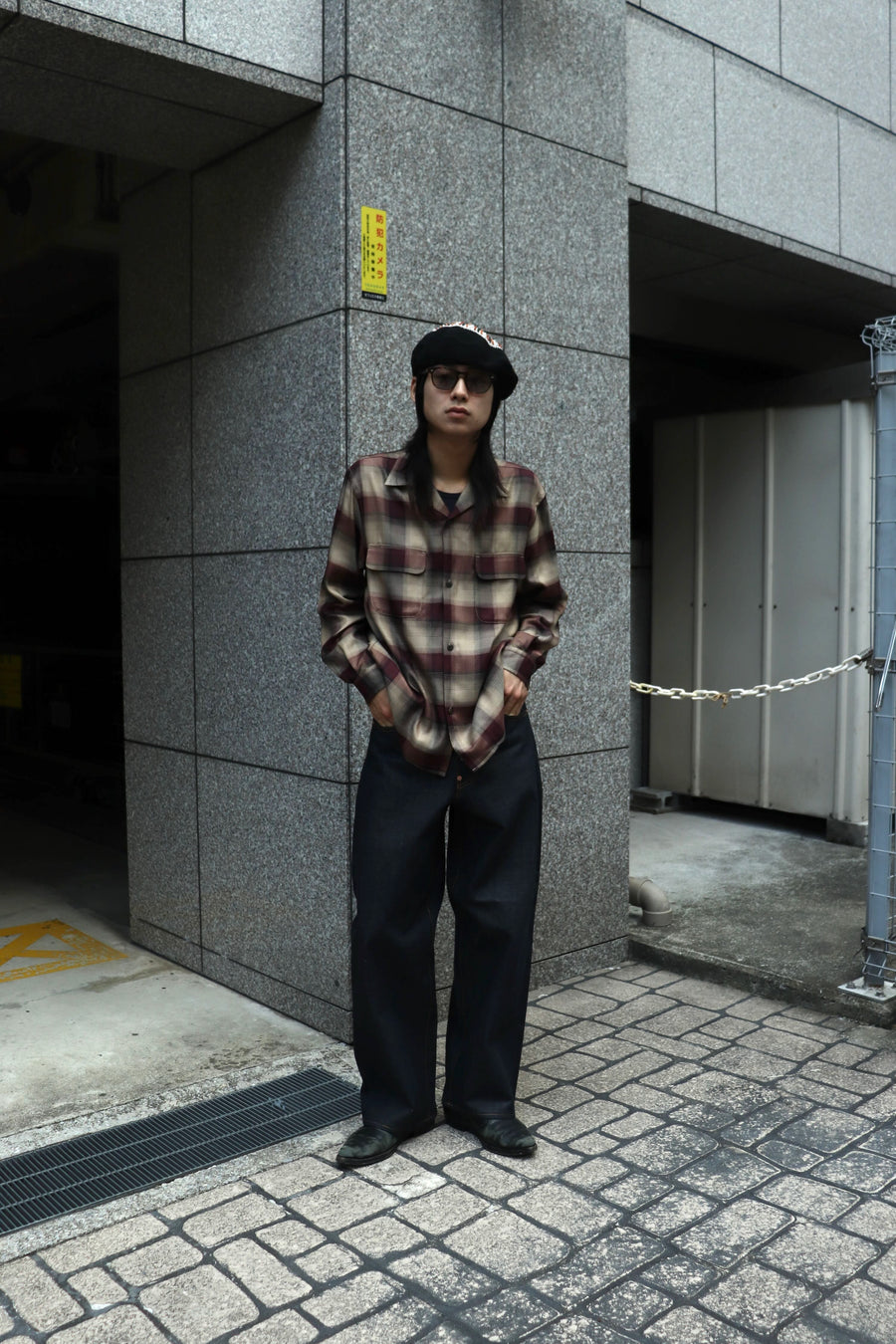 SUGARHILL  PLAID OPEN COLLOR SHIRTS(WINE RED)