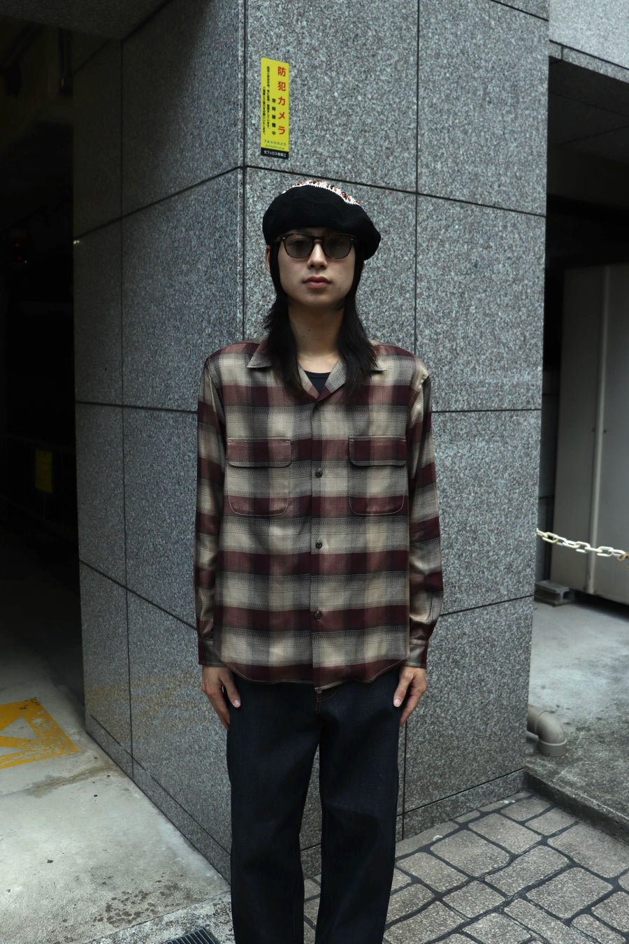 SUGARHILL  PLAID OPEN COLLOR SHIRTS(WINE RED)