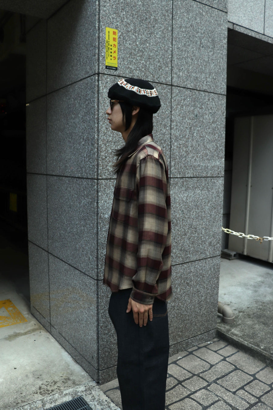 SUGARHILL  PLAID OPEN COLLOR SHIRTS(WINE RED)