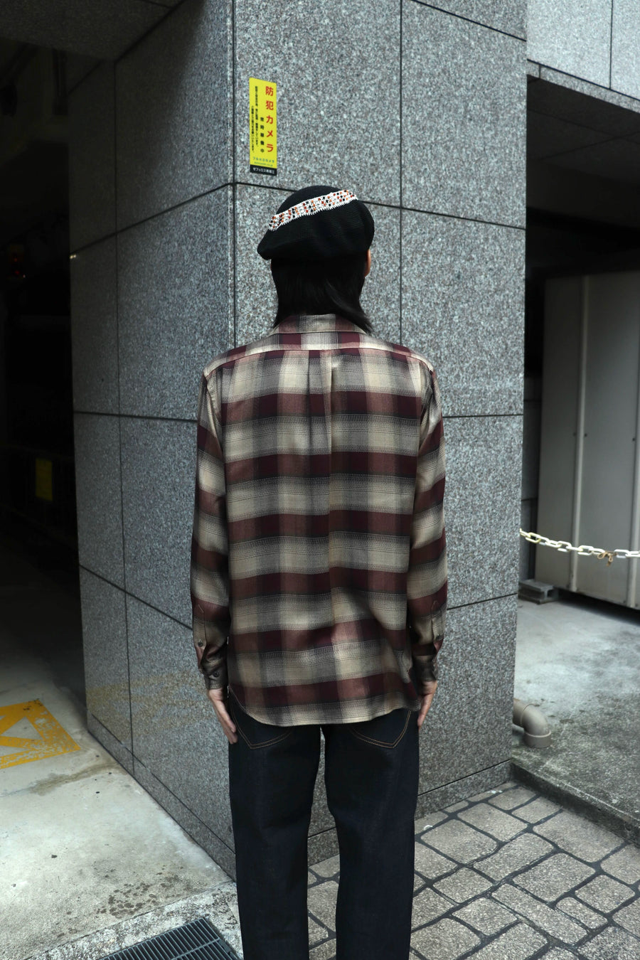 SUGARHILL  PLAID OPEN COLLOR SHIRTS(WINE RED)