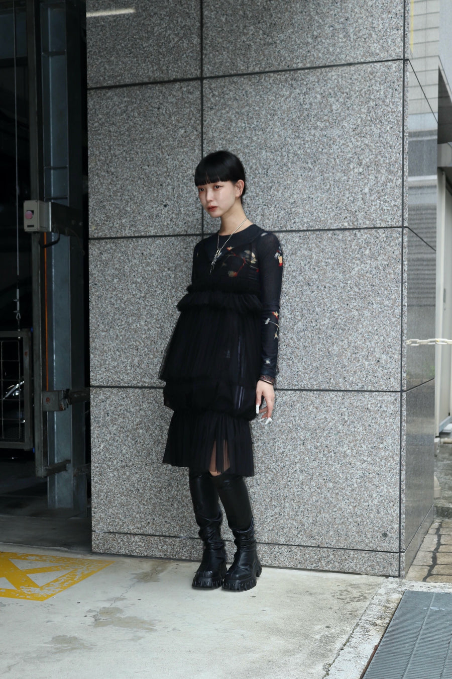 SHIORI MIKATA  tulle balloon cami dress(BLACK)