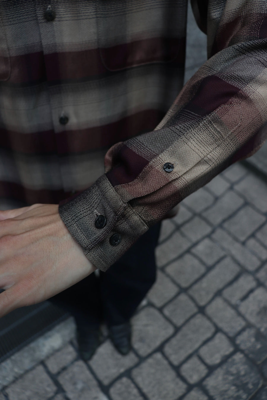 SUGARHILL  PLAID OPEN COLLOR SHIRTS(WINE RED)