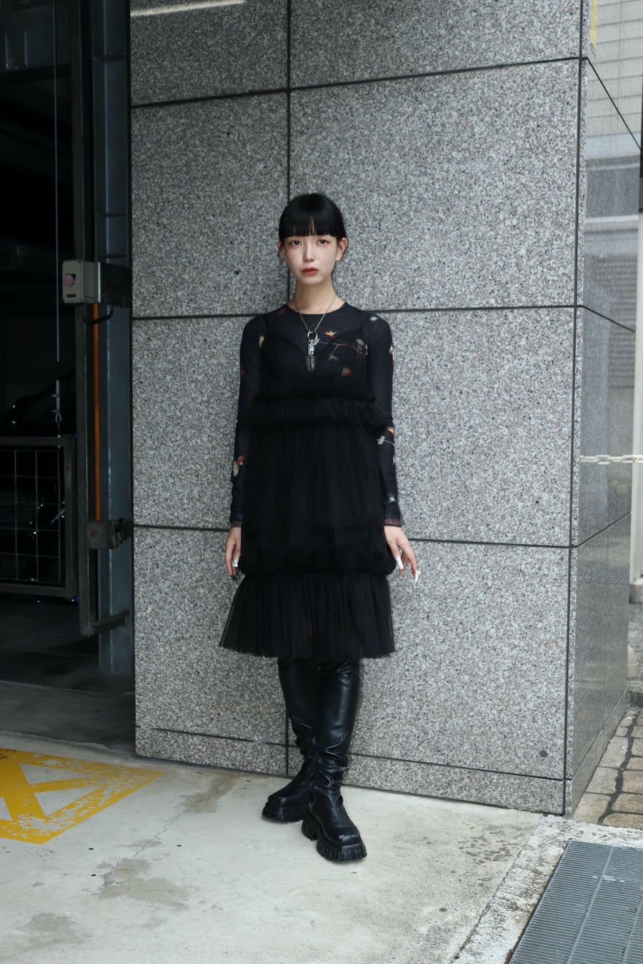 SHIORI MIKATA  tulle balloon cami dress(BLACK)