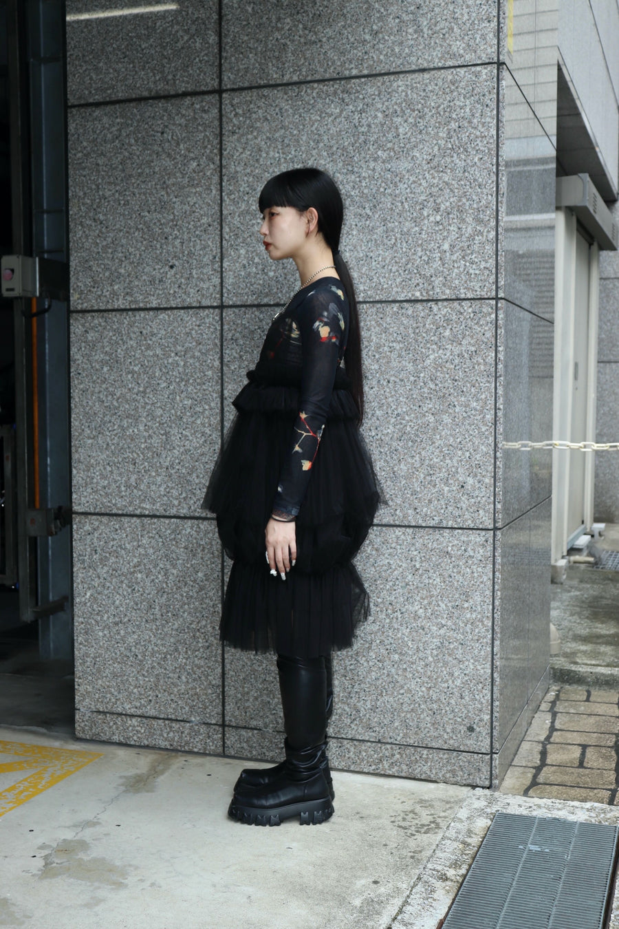 SHIORI MIKATA  tulle balloon cami dress(BLACK)