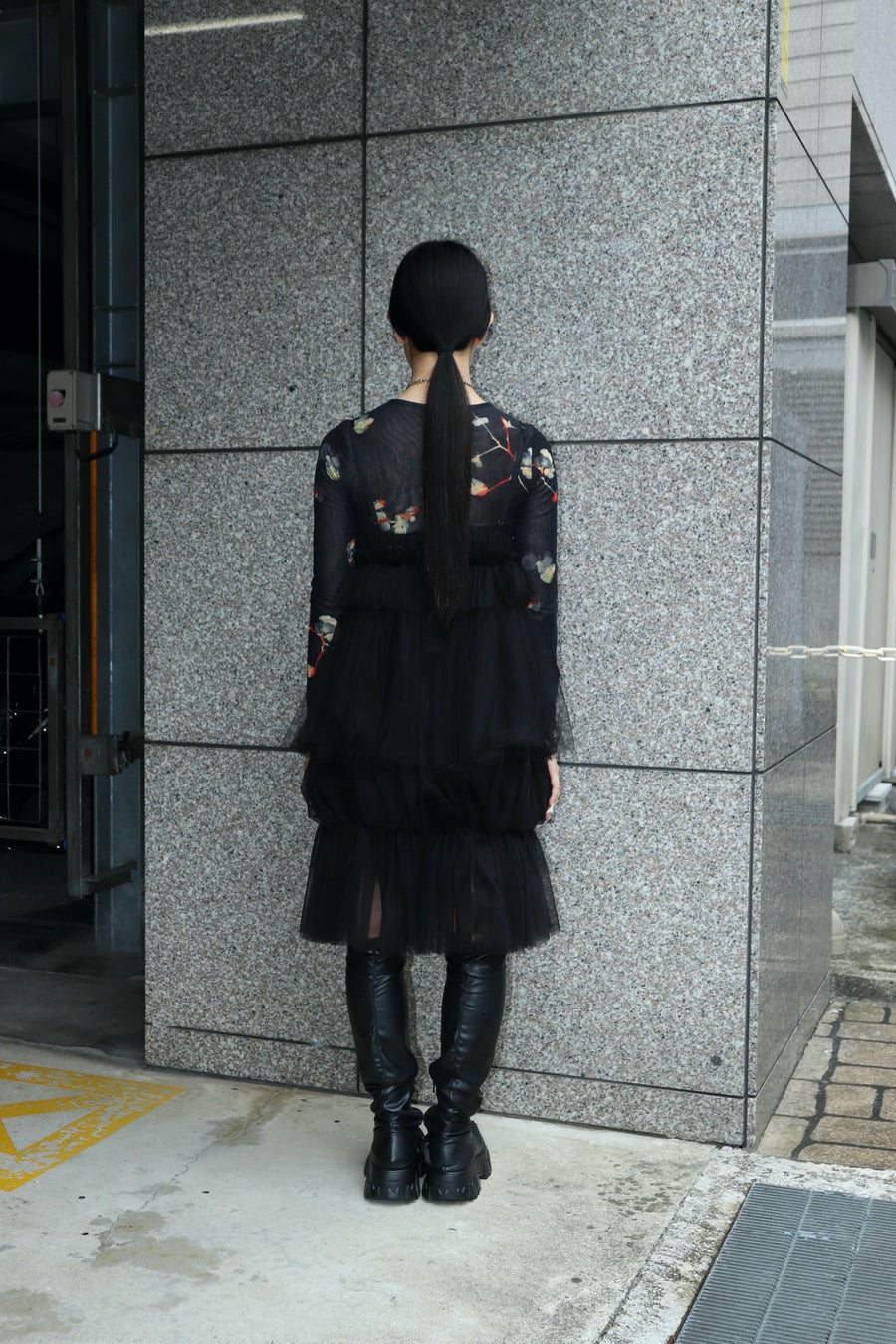 SHIORI MIKATA  tulle balloon cami dress(BLACK)