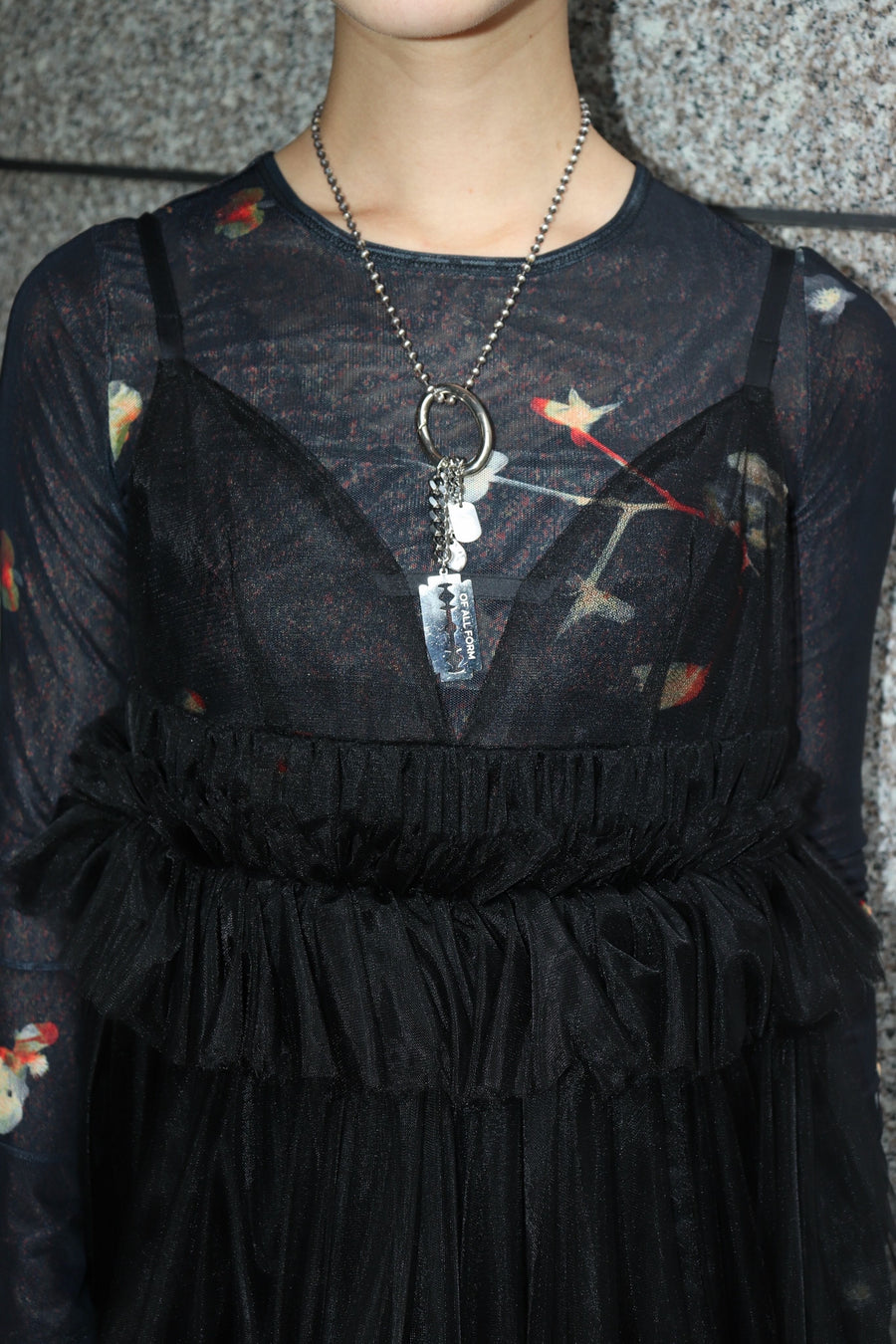 SHIORI MIKATA  tulle balloon cami dress(BLACK)