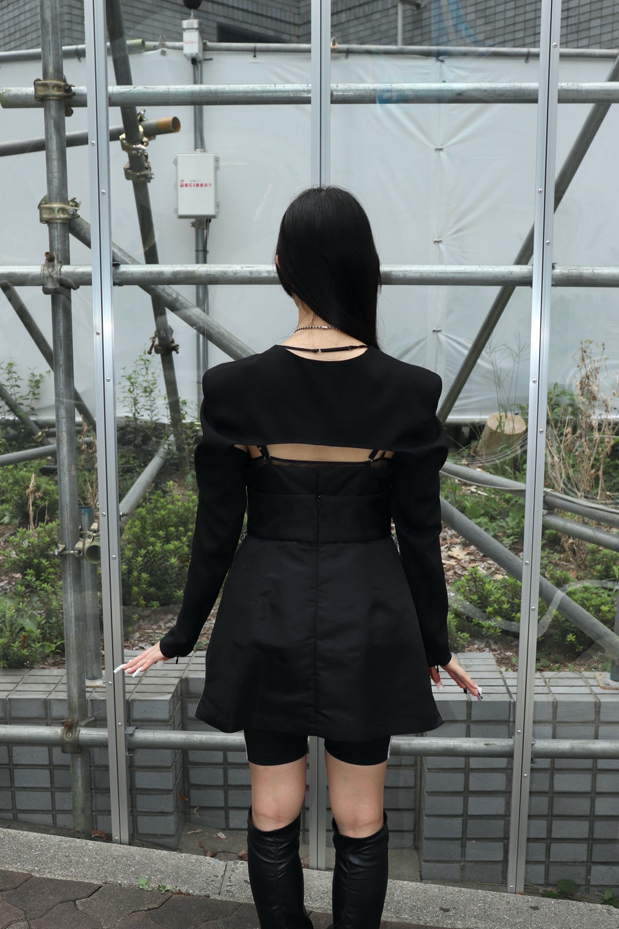 SHIORI MIKATA  pleated nylon onepiece mini