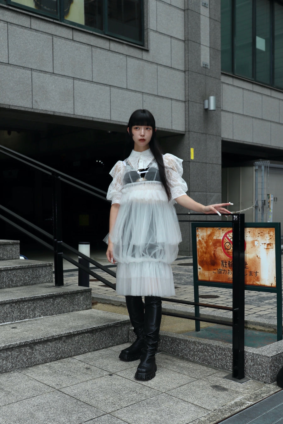 SHIORI MIKATA  tulle balloon cami dress(WHITE)