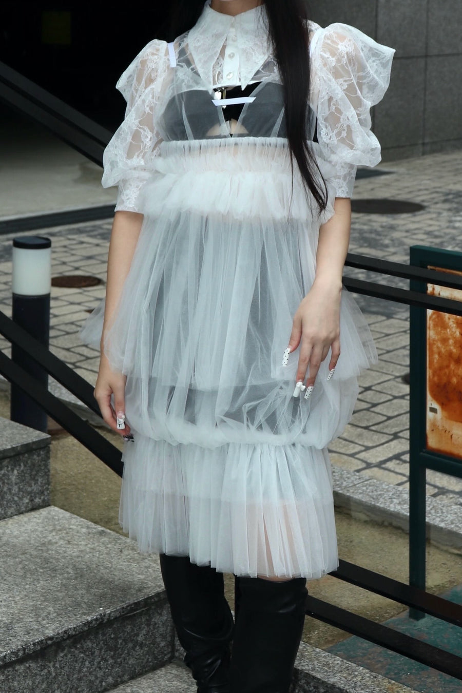 SHIORI MIKATA  tulle balloon cami dress(WHITE)