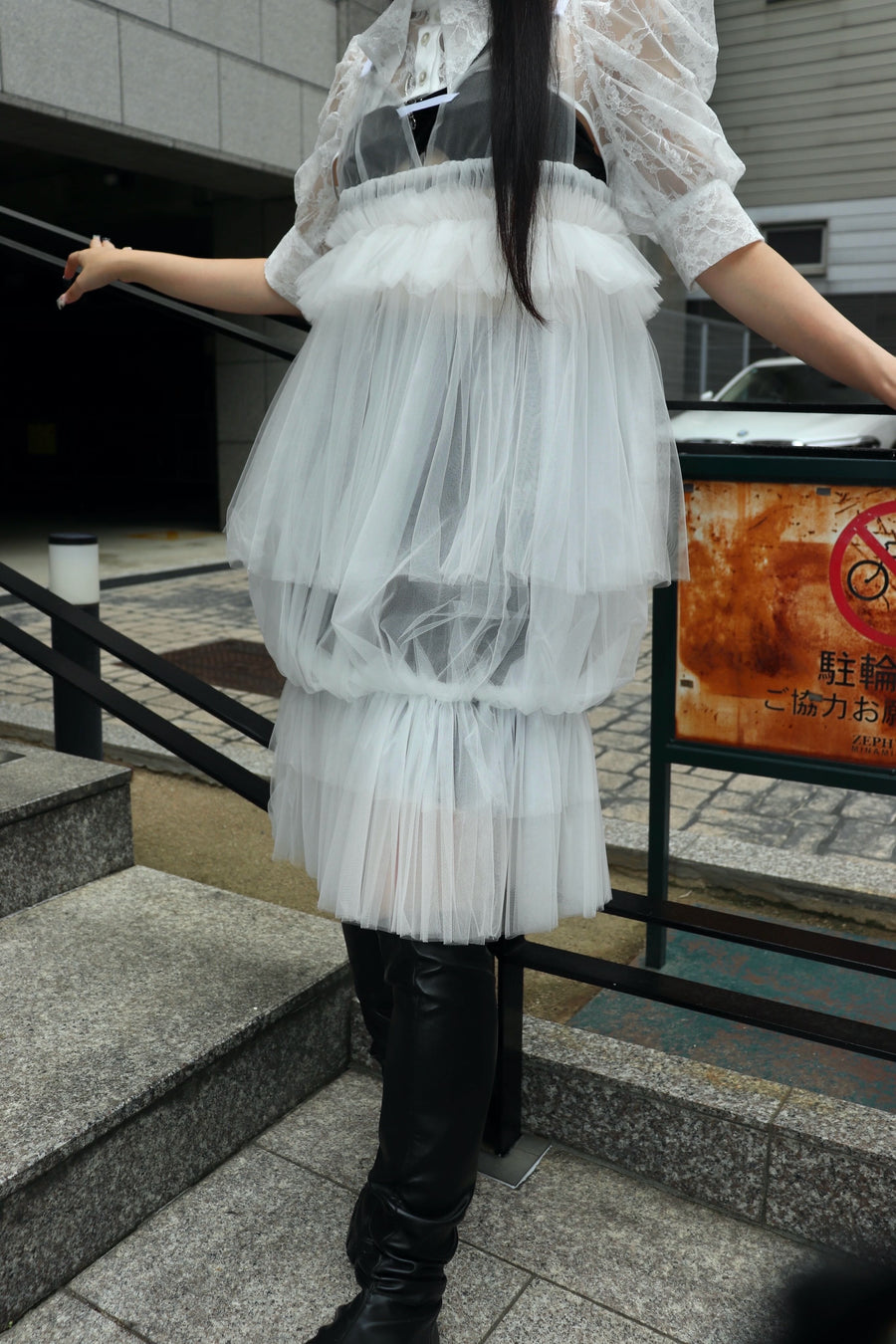 SHIORI MIKATA  tulle balloon cami dress(WHITE)