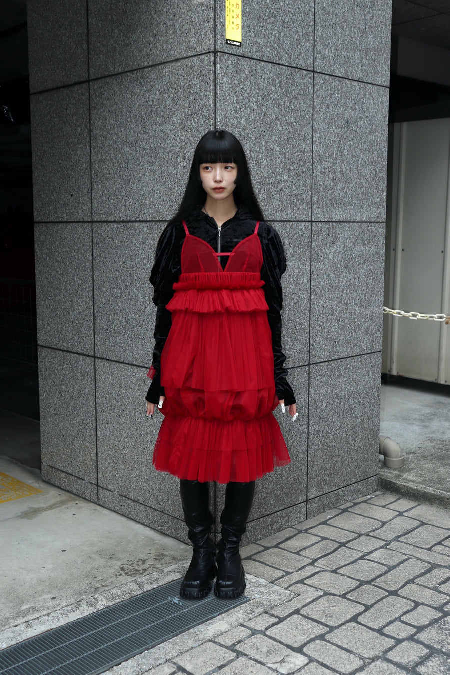 SHIORI MIKATA  tulle balloon cami dress(RED)